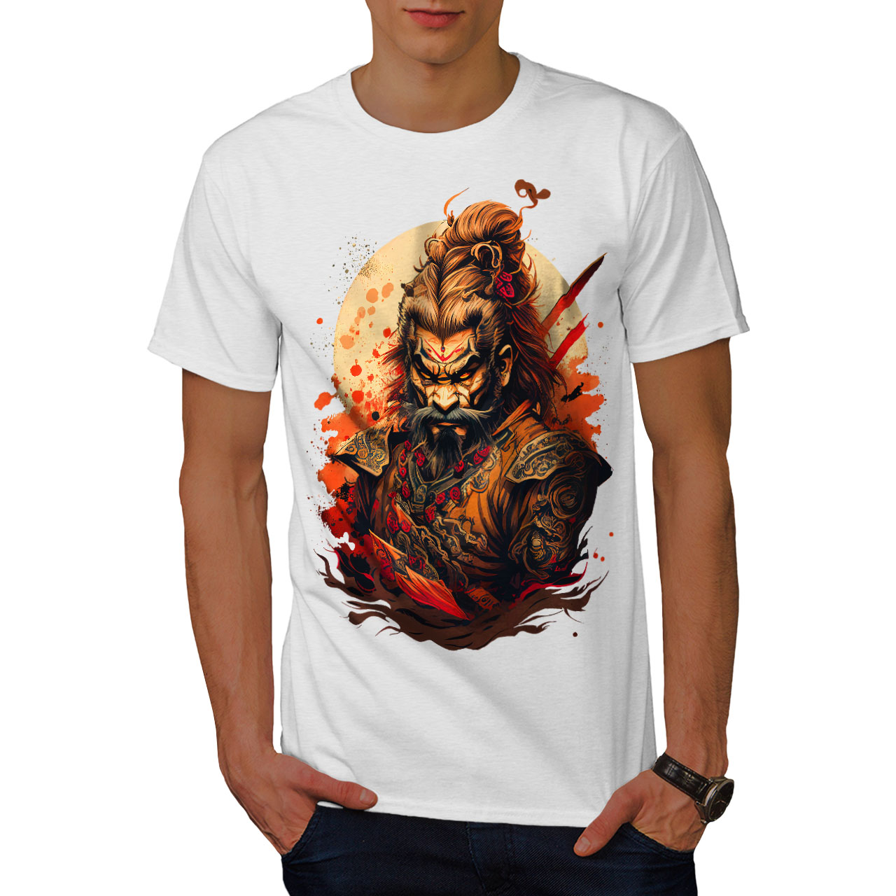 Wellcoda Angry Warrior Fierce Man Mens T-shirt