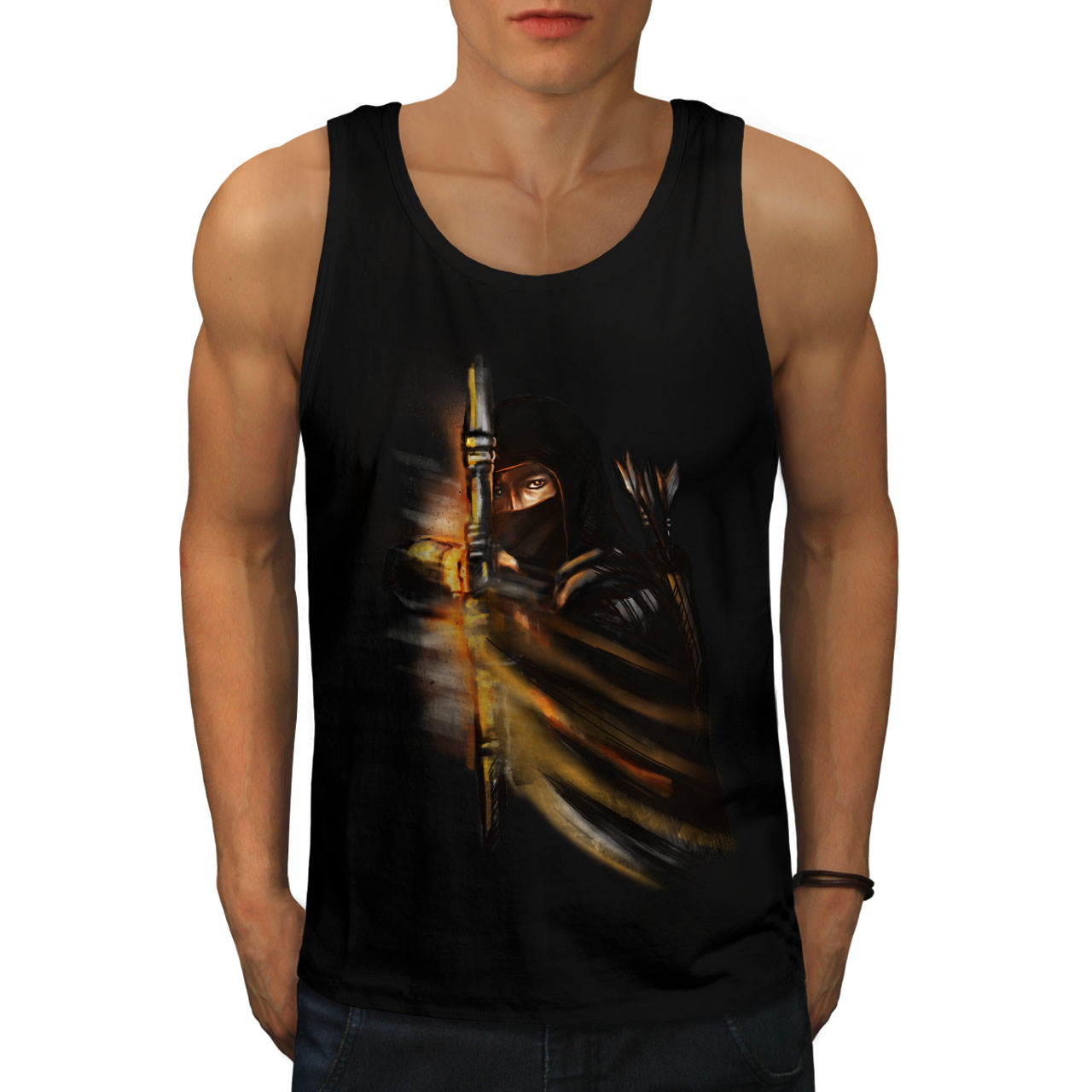 Wellcoda Warrior Ninja Fantasy Dark Mens Tank Top