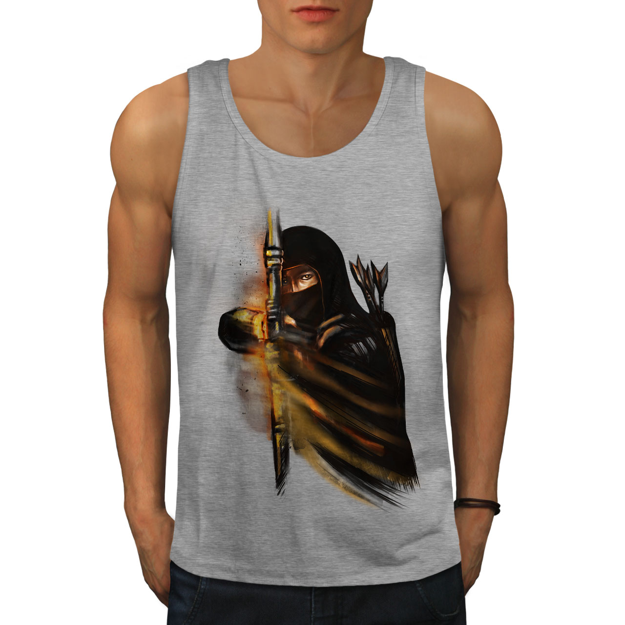 Wellcoda Warrior Ninja Fantasy Dark Mens Tank Top