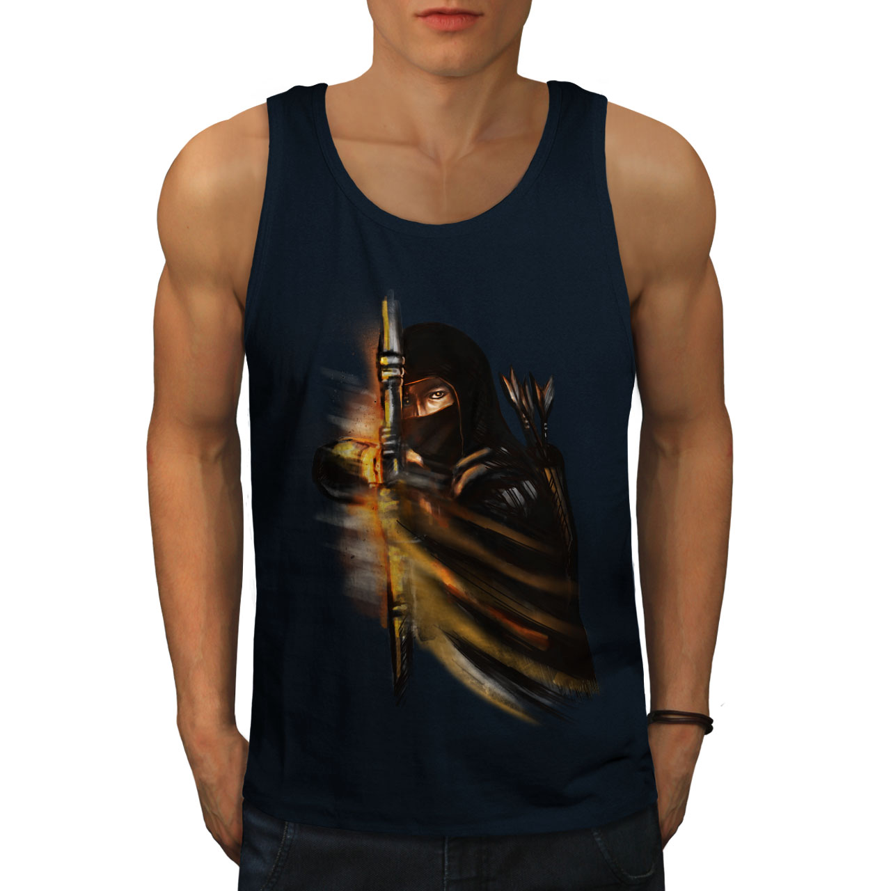 Wellcoda Warrior Ninja Fantasy Dark Mens Tank Top