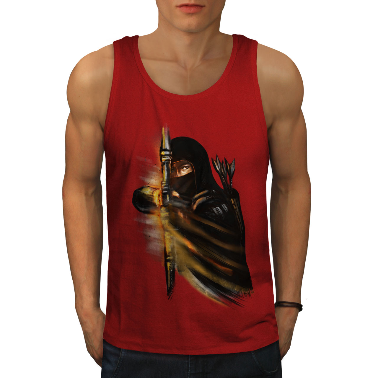 Wellcoda Warrior Ninja Fantasy Dark Mens Tank Top