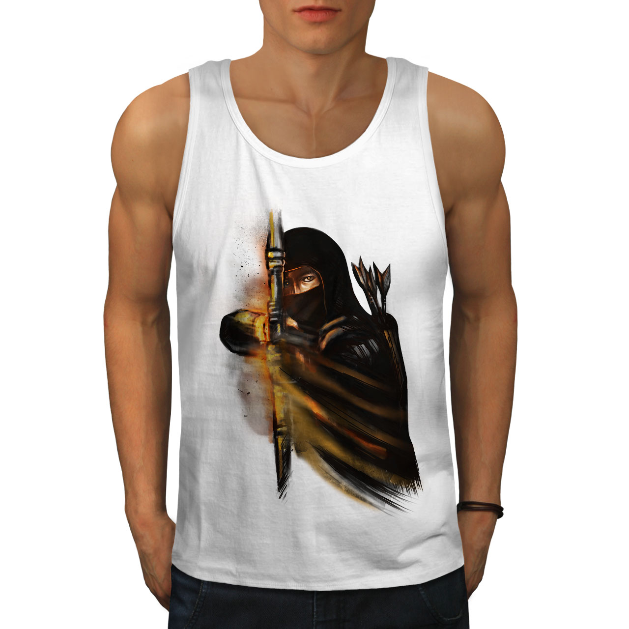 Wellcoda Warrior Ninja Fantasy Dark Mens Tank Top