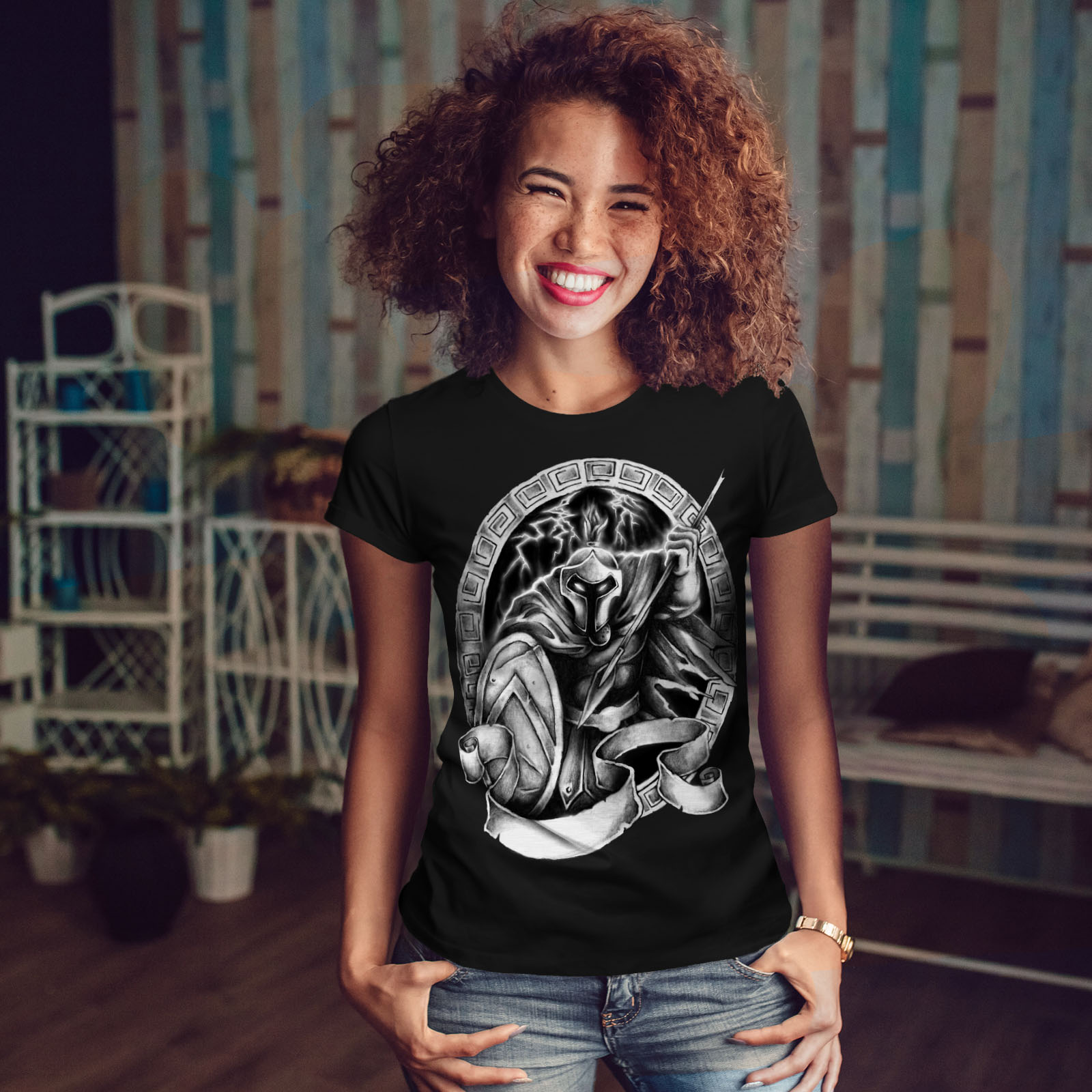 Wellcoda Spartan Warrior Movie Womens T-shirt