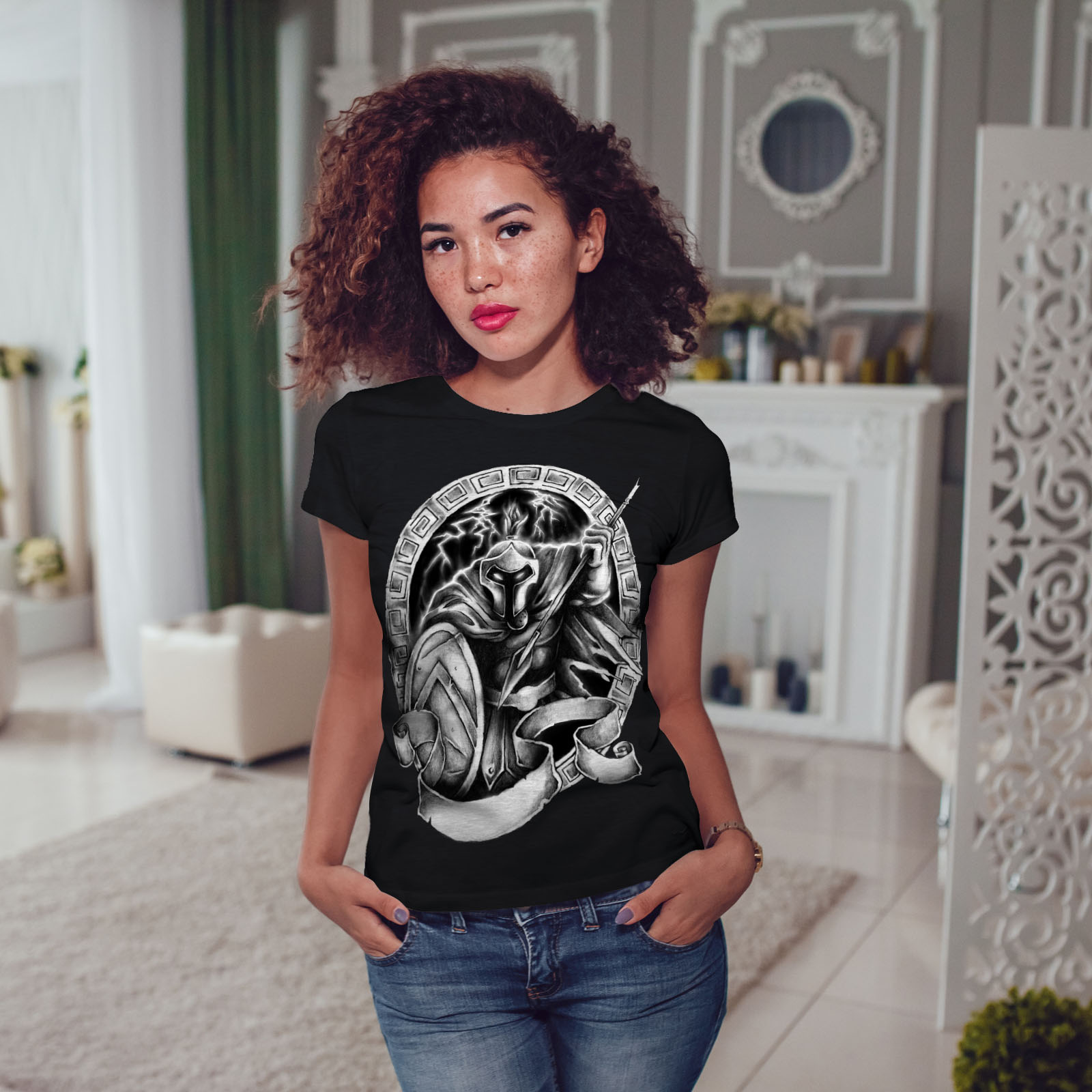 Wellcoda Spartan Warrior Movie Womens T-shirt