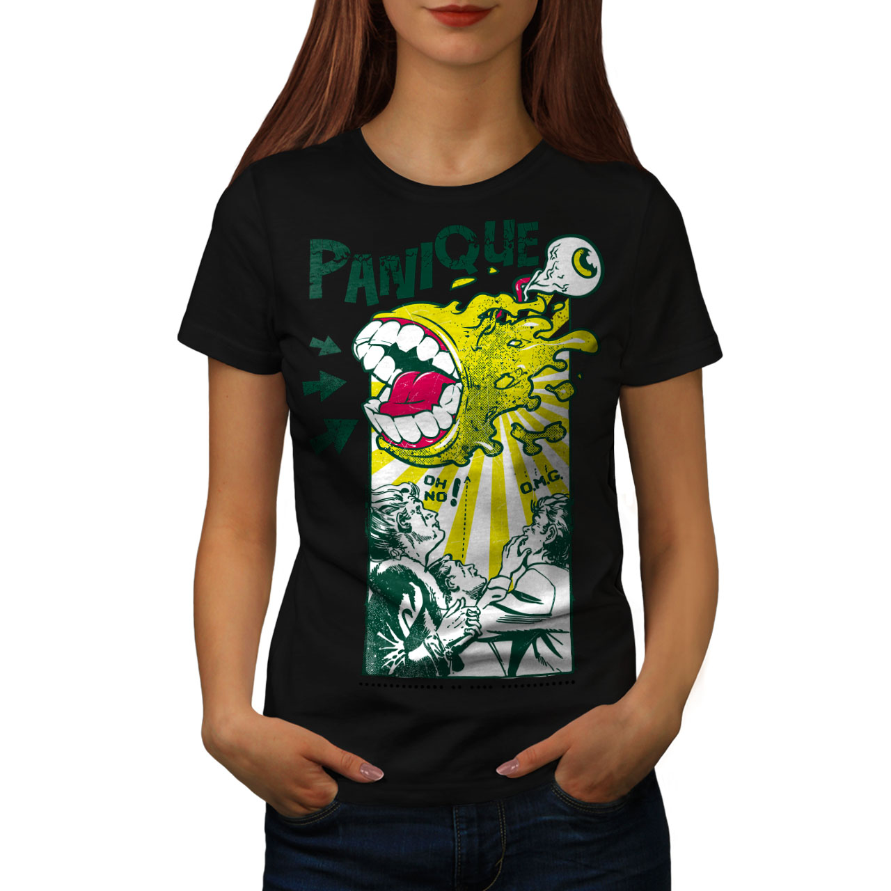 Wellcoda Panique Monster Fashion Party Womens T-shirt