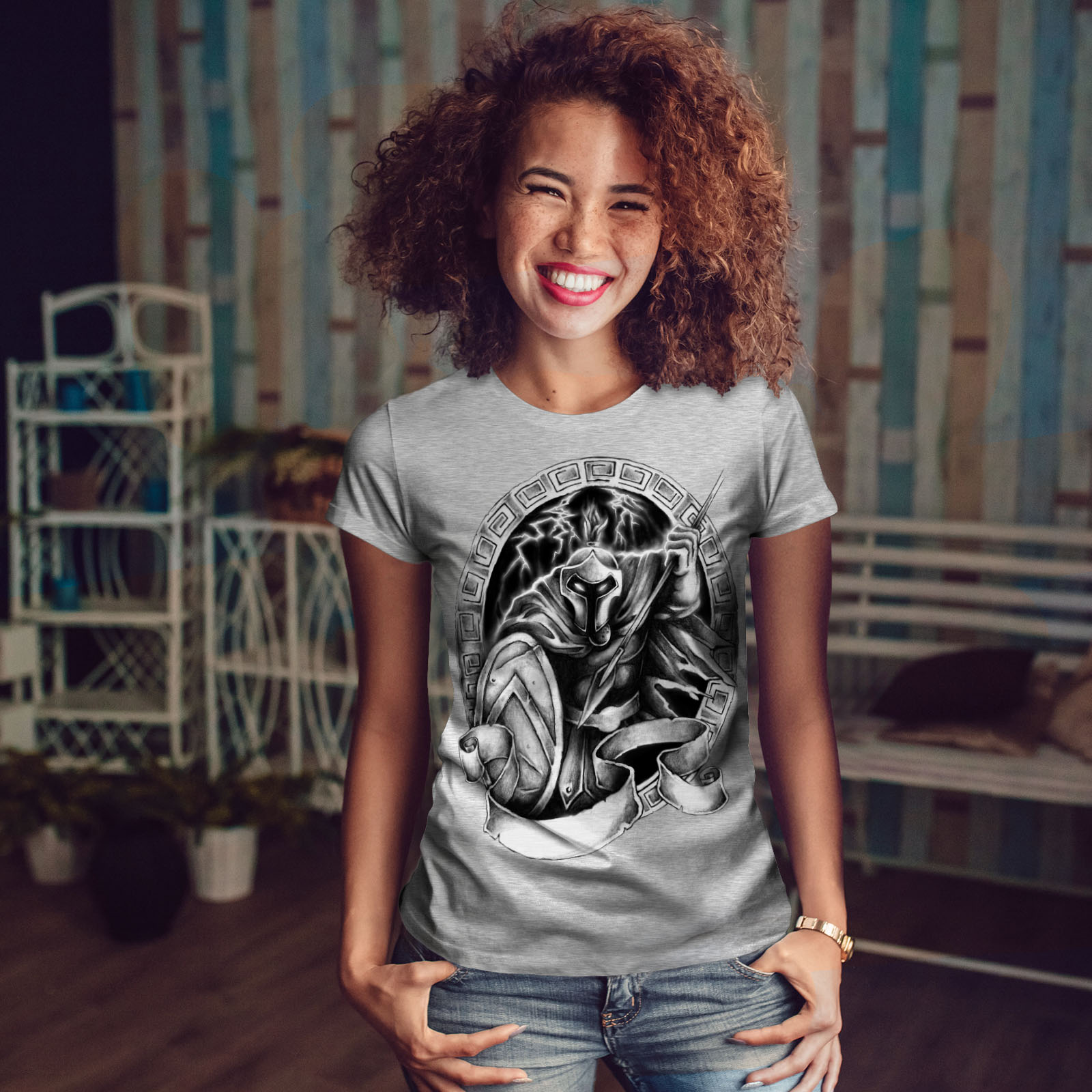 Wellcoda Spartan Warrior Movie Womens T-shirt