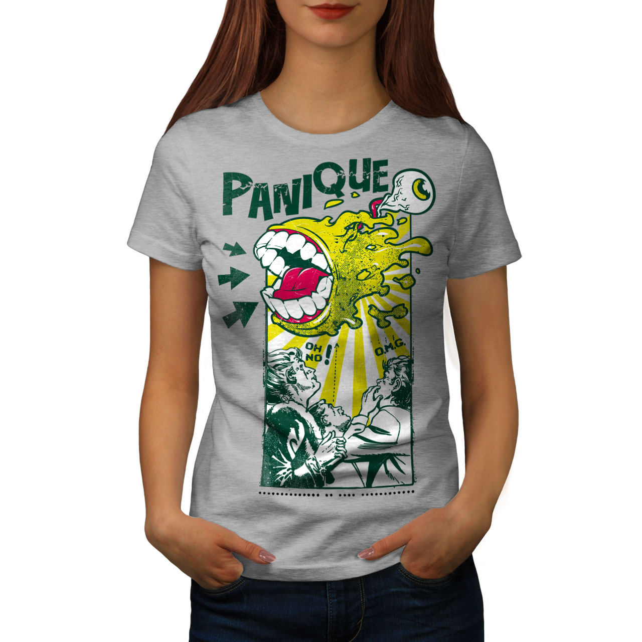 Wellcoda Panique Monster Fashion Party Womens T-shirt