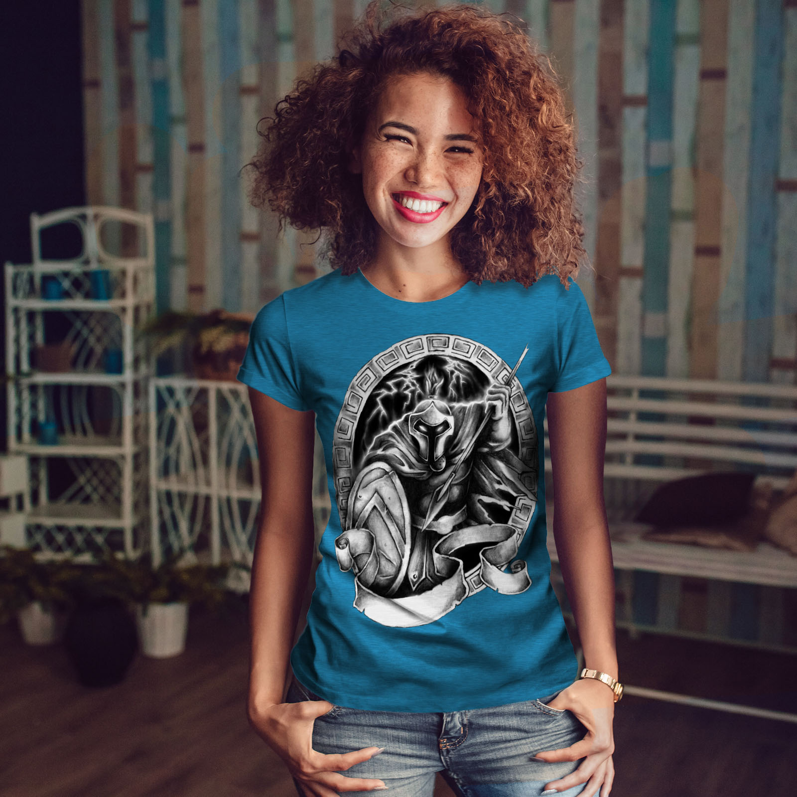 Wellcoda Spartan Warrior Movie Womens T-shirt