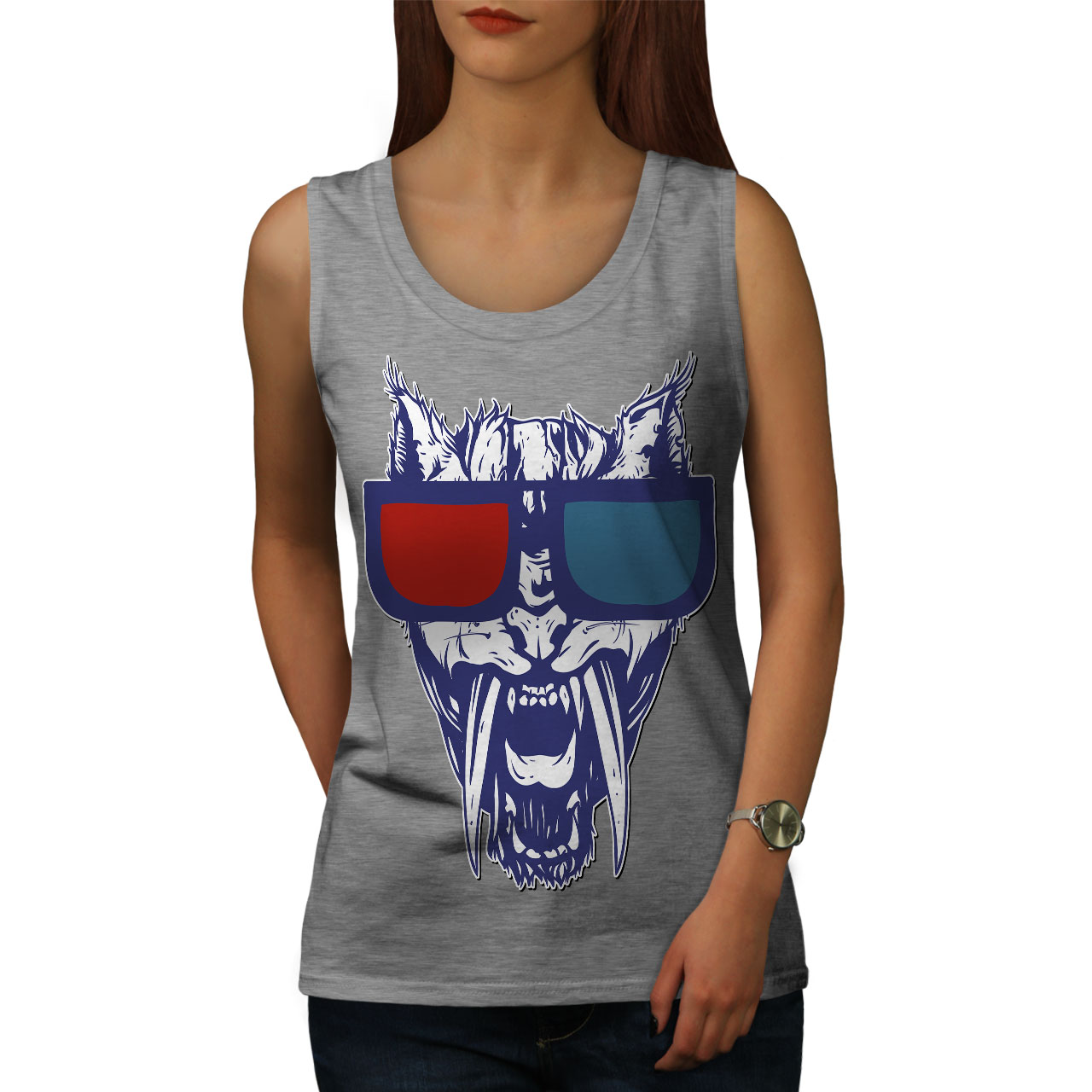 Wellcoda Swag Tiger 3D Fashion DJ Womens Tank Top