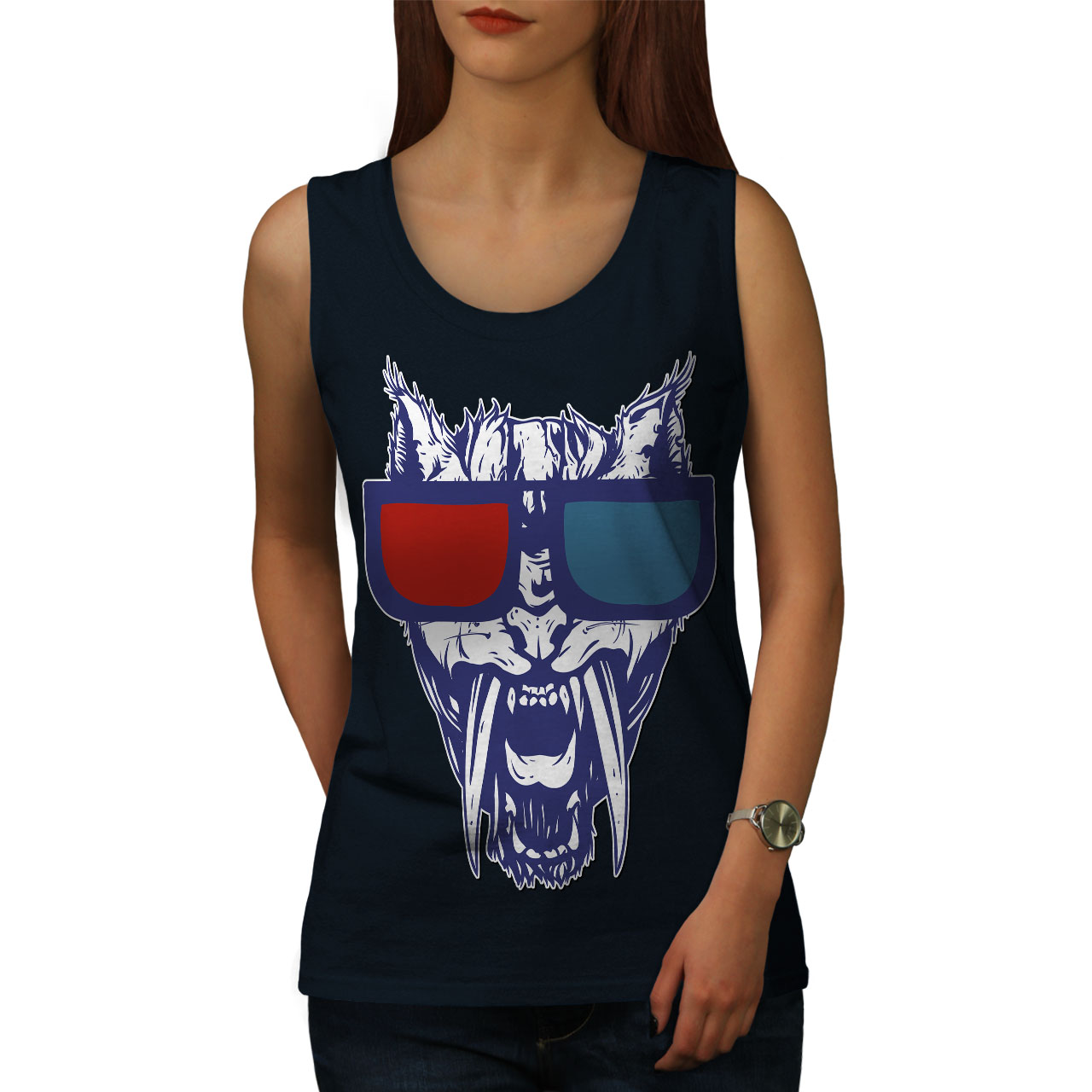 Wellcoda Swag Tiger 3D Fashion DJ Womens Tank Top