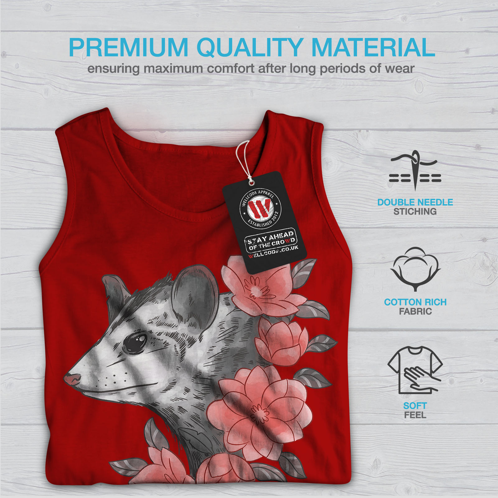 Wellcoda Opossum with Flowers Gentle Nature Animal Womens Tank Top