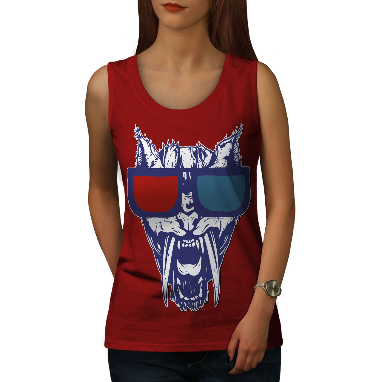 Wellcoda Swag Tiger 3D Fashion DJ Womens Tank Top