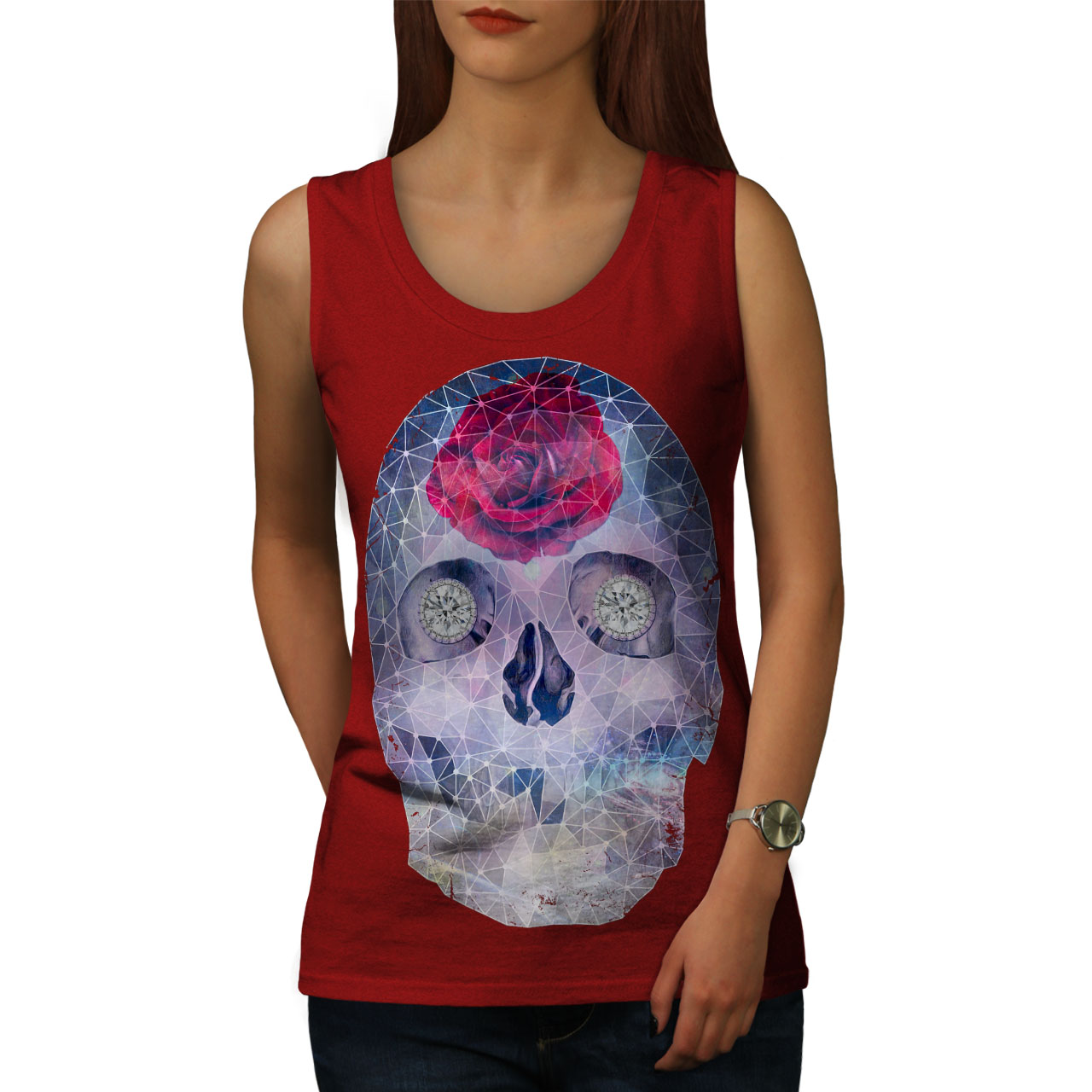 Wellcoda Rose Geometry Sugar Dead Womens Tank Top