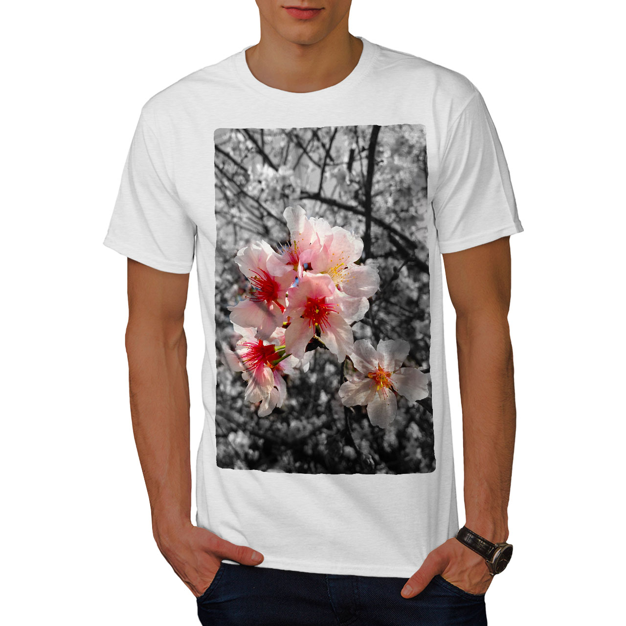 Wellcoda Baum Blume Foto Natur schön Herren T-Shirt