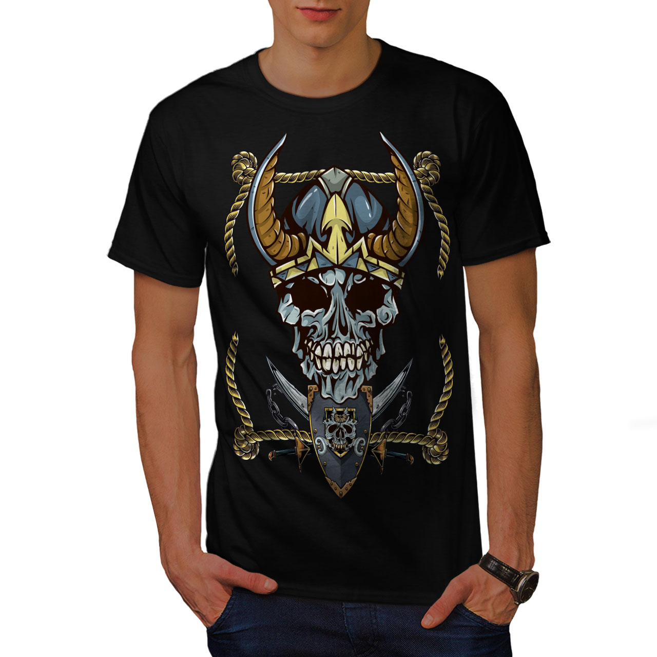 Wellcoda Old Pirate Metal Warrior Mens T-shirt