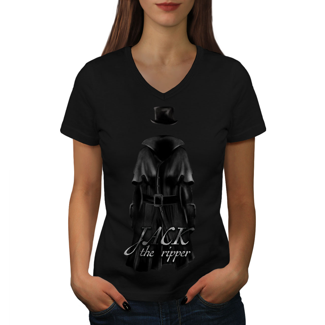 Wellcoda Jack Ripper Killer Death Womens V-Neck T-shirt